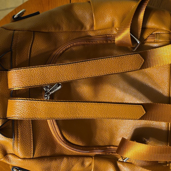 S-ZONE Brown Pebbled Leather Antit-Theft Backpack EUC - Picture 14 of 15